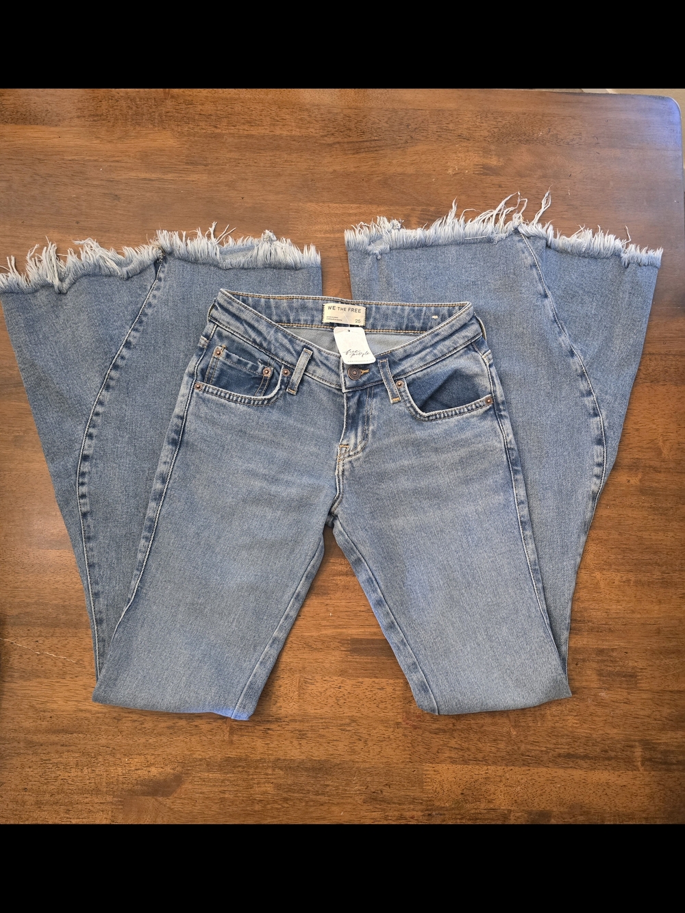 Free People Light Wash Frayed Hem Flared Women’s Jeans
